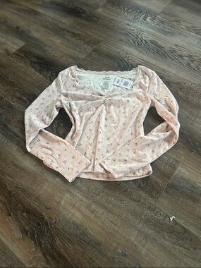 Pink Republic Blush Pink Floral Scoop-Neck Long Sleeve Top